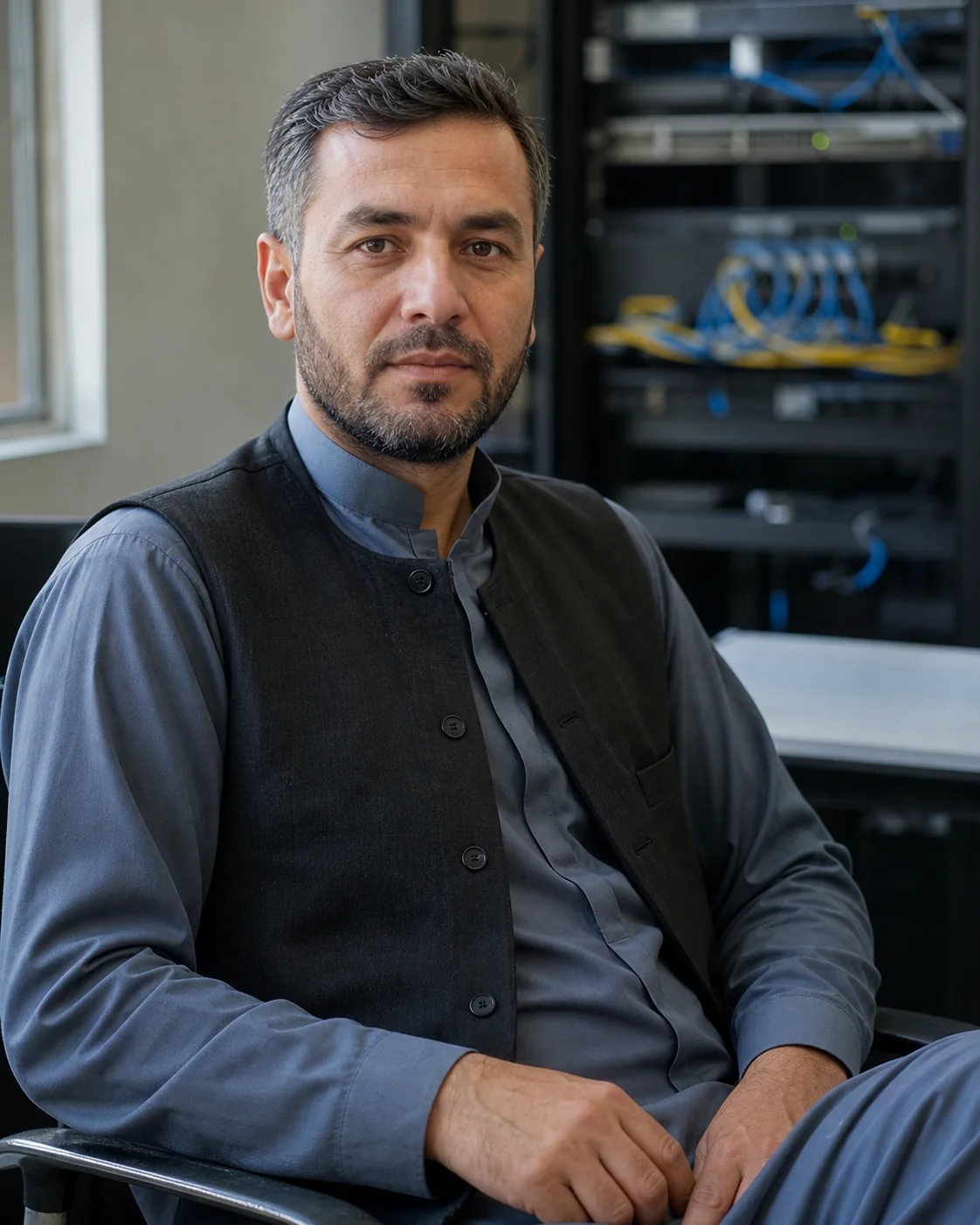 Mohammad Hakimi in the university networking laboratory